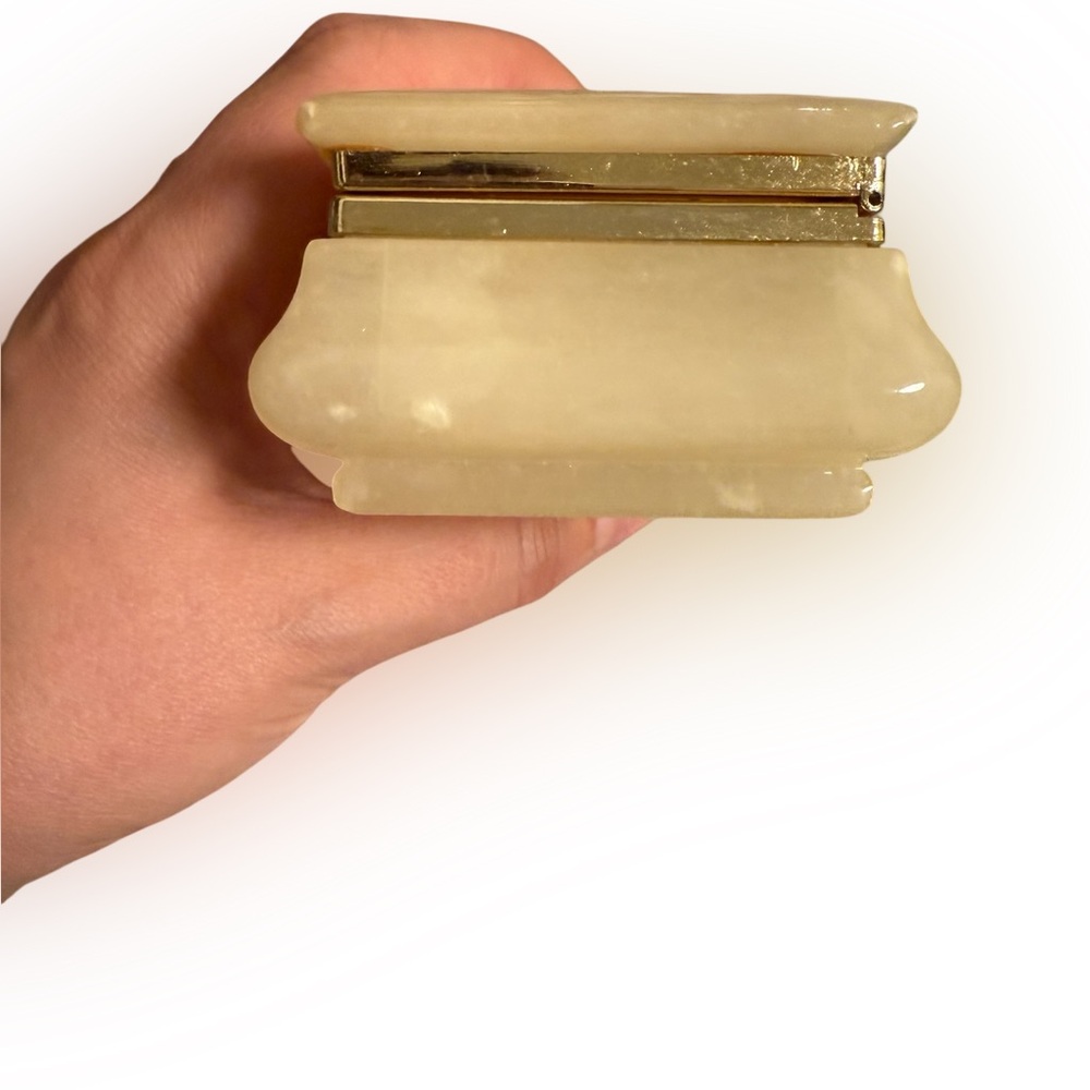 Vintage Alabaster Stone Jewelry Trinket Box with Floral Lid - Picture 10 of 14